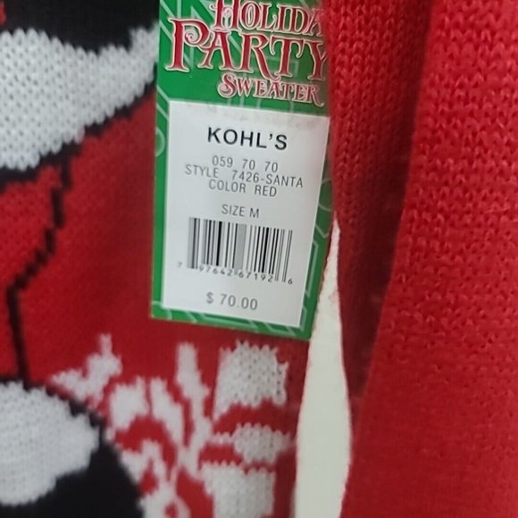 Party Sweater Santa Suit Acrylic Hoodie Size M Fuzzy Beard NEW NWT - Picture 9 of 9